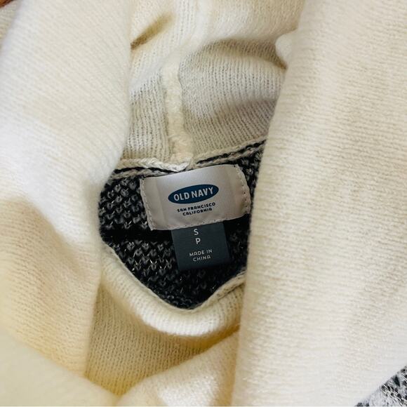 Old Navy Fair Isle Turtleneck Sweater White Black Size S - Picture 5 of 5